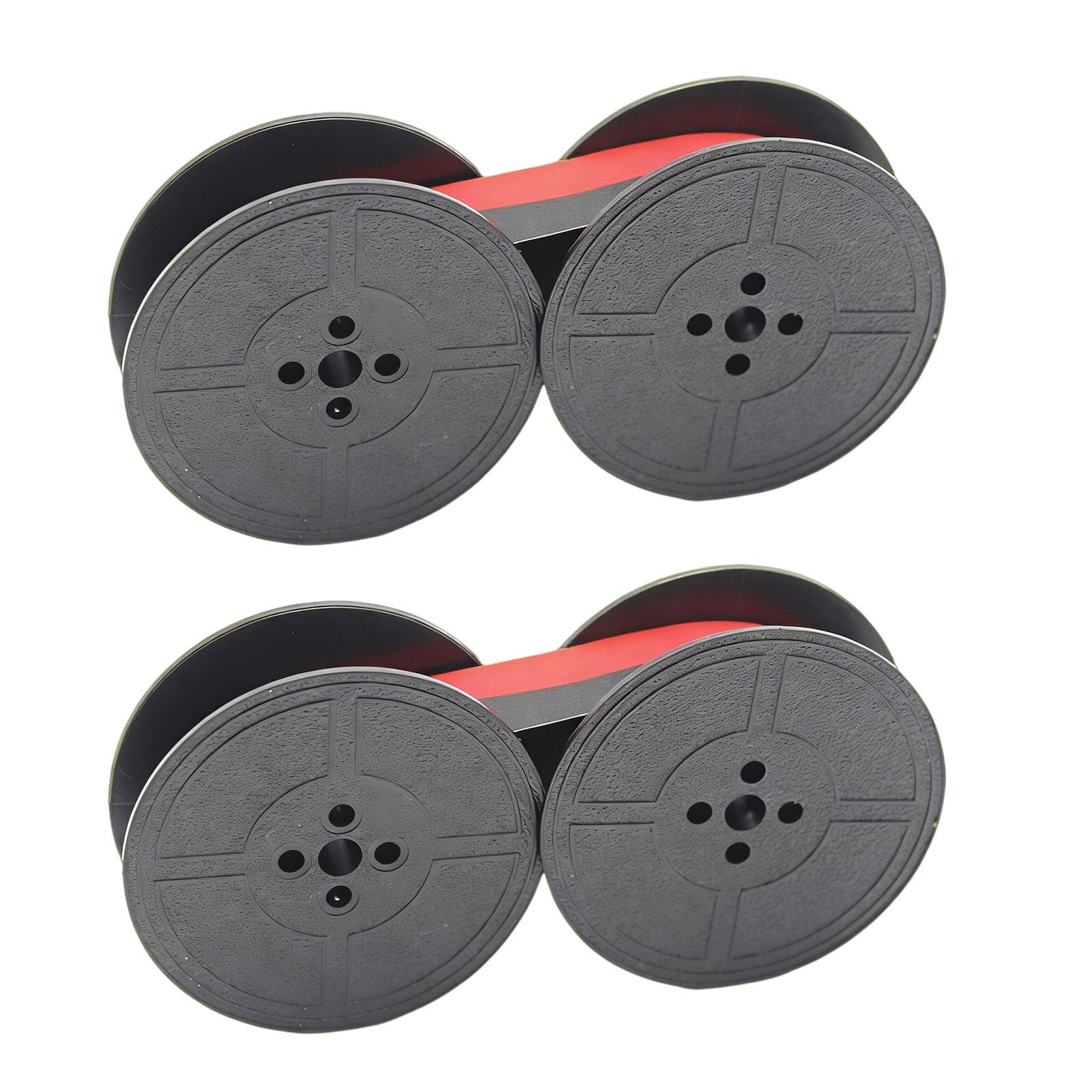 Mornavith 2 Pairs Universal Typewriter Ribbon 1/2 Inch Wide Black and Red Ink Ribbon Twin Spool Vintage Replacement for Typewriters