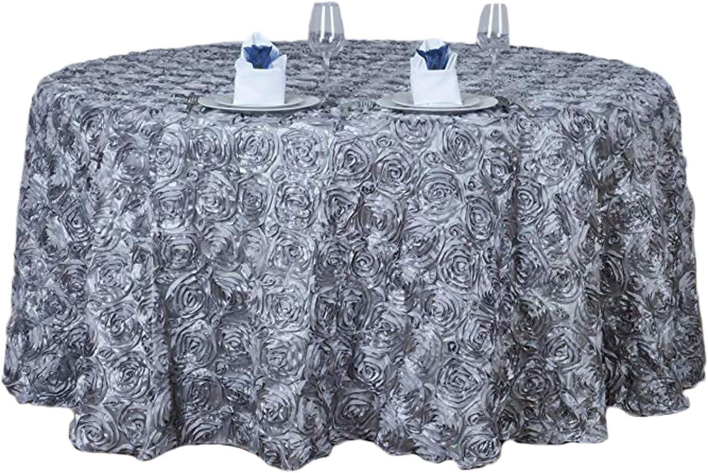 Liveinu 3D Satin Raised Rosettes Tablecloth Party Table
