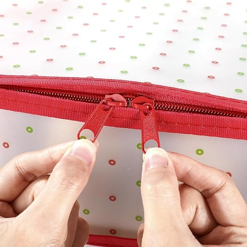 Miniatura 4 de Sattiyrch Caja de almacenamiento de adornos navideños de plástico, 4 bandejas con divisor personalizable, cierre con cremallera, a prueba de polvo,