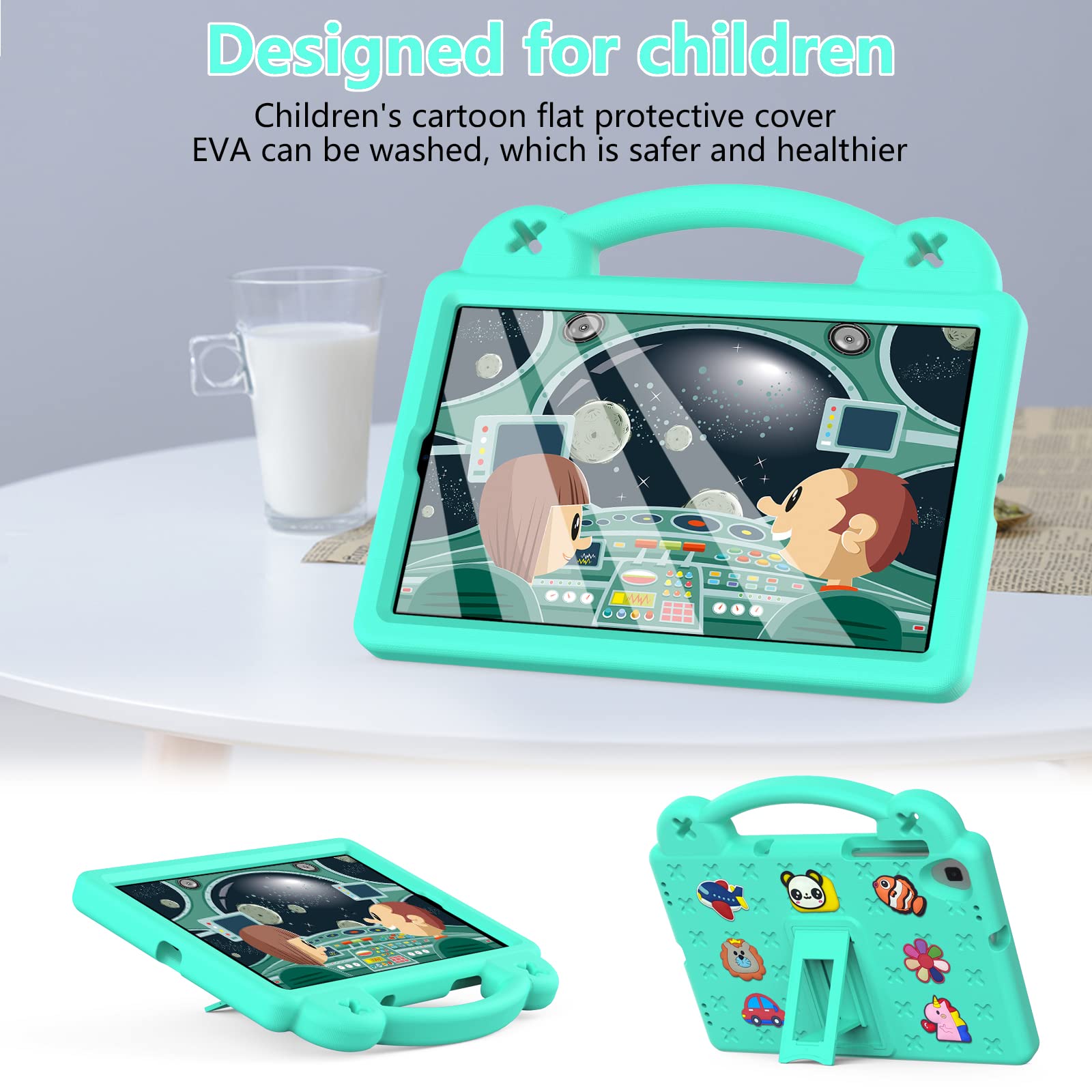 Etui dla dzieci do Nokia T20 (TA-1392) 2021 Released 10.36-Cala, odporny na wstrzasy cale cialo uchwyt stojak etui ochronny z uchwytem do Nokia Tablet T20, Zielony