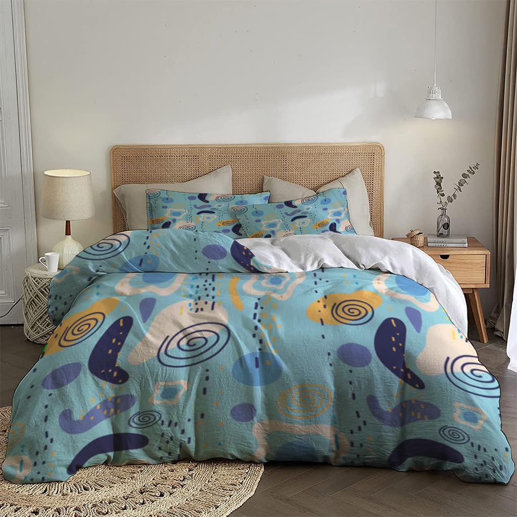 NIBAINLO 布団カバー抽象的なボヘミアンサークル 肌に優しい ピーチスキン加工 掛け布団カバー 和式 洋式 あったか 布団カバーセット リバーシブル ホームステイ ホテル 家庭兼用