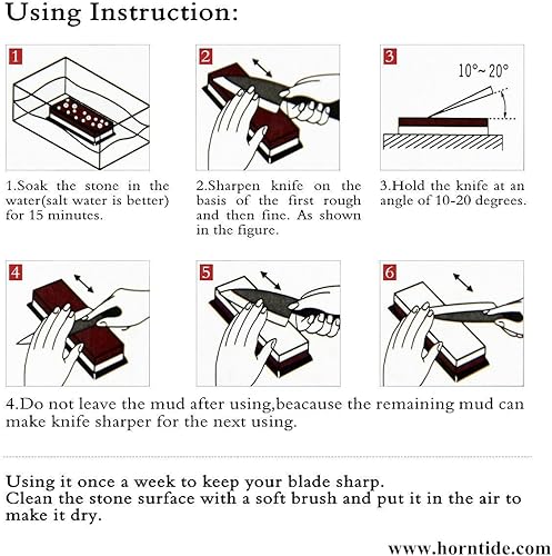 Miniatura 3 de HornTide Afilador de cuchillos de dos caras con piedra de afilar combinada de grano 2000/5000, soporte de plástico de piedra de afilar de 7 pulgadas