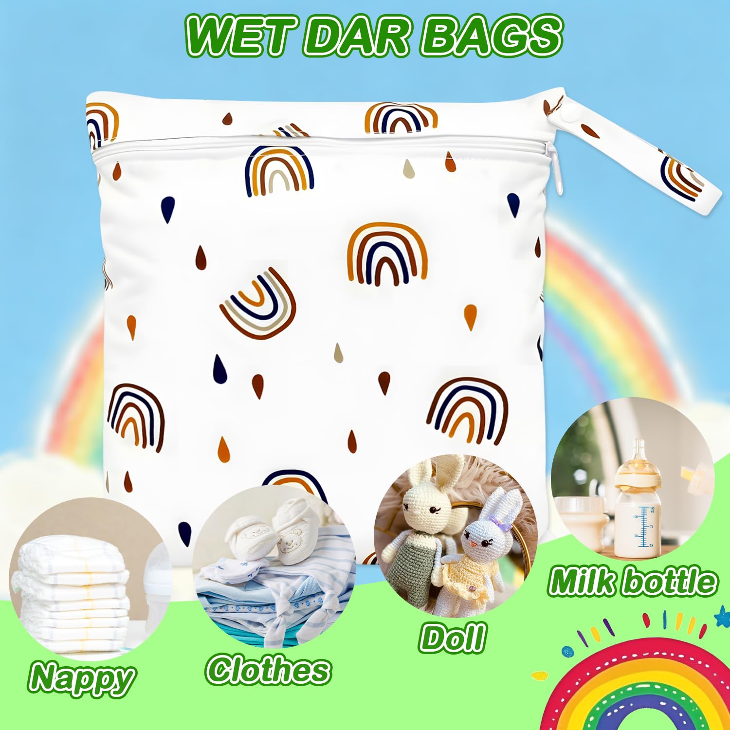 Borse Impermeabili per il Nuoto, Borsa Costume da Bagno Riutilizzabile Lavabile con Cerniera Arcobaleno