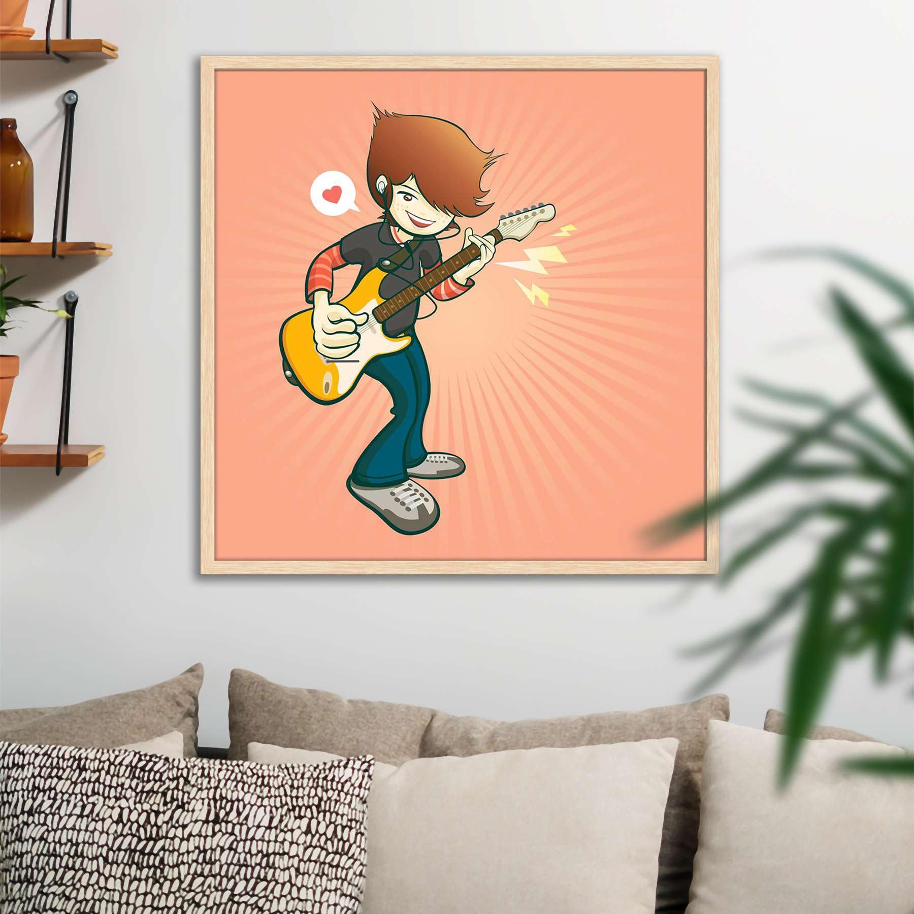 ArtzFolio Rock Guitar Cartoon Style Music | Canvas Painting for