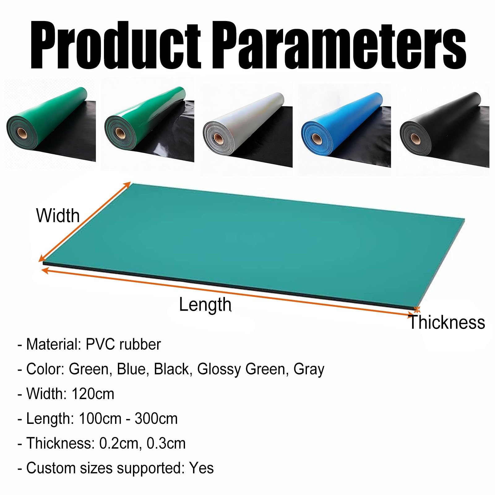 alfombrilla soldadura Rollo Grande De Tapete De Goma Esd De 120 Cm De Ancho, Tapete De Trabajo Antiestático Reparaciones Electrónicas Sala De Computadoras(Glossy Green,L 200 CM T 0.3 CM)