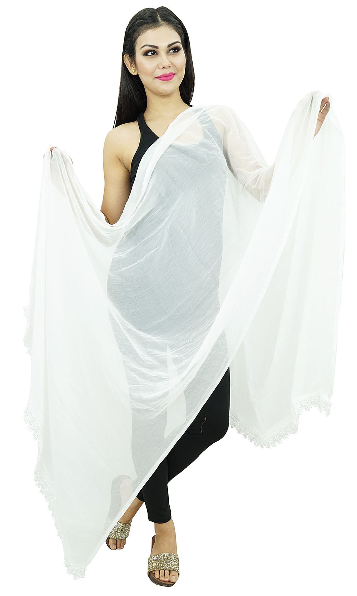 aboutyouChiffon Blend Dupatta Long Stole Women Neck Wrap Indian Scarves Chunni