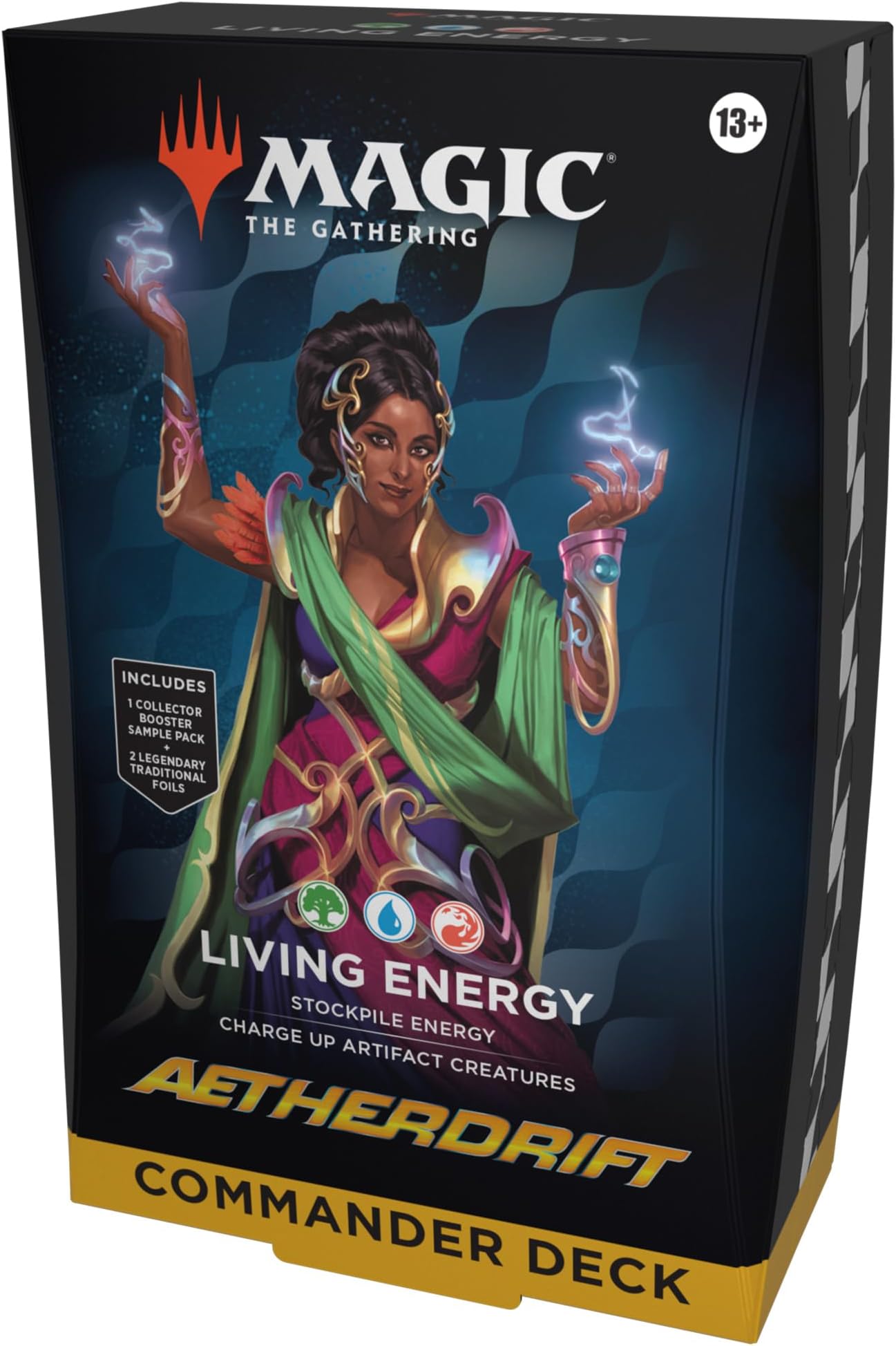 Magic: the Gathering Ather Drift Commander Deck - Living Energy (100 Card Deck, 2 Card Collector Booster Sample Packs + Accessories)