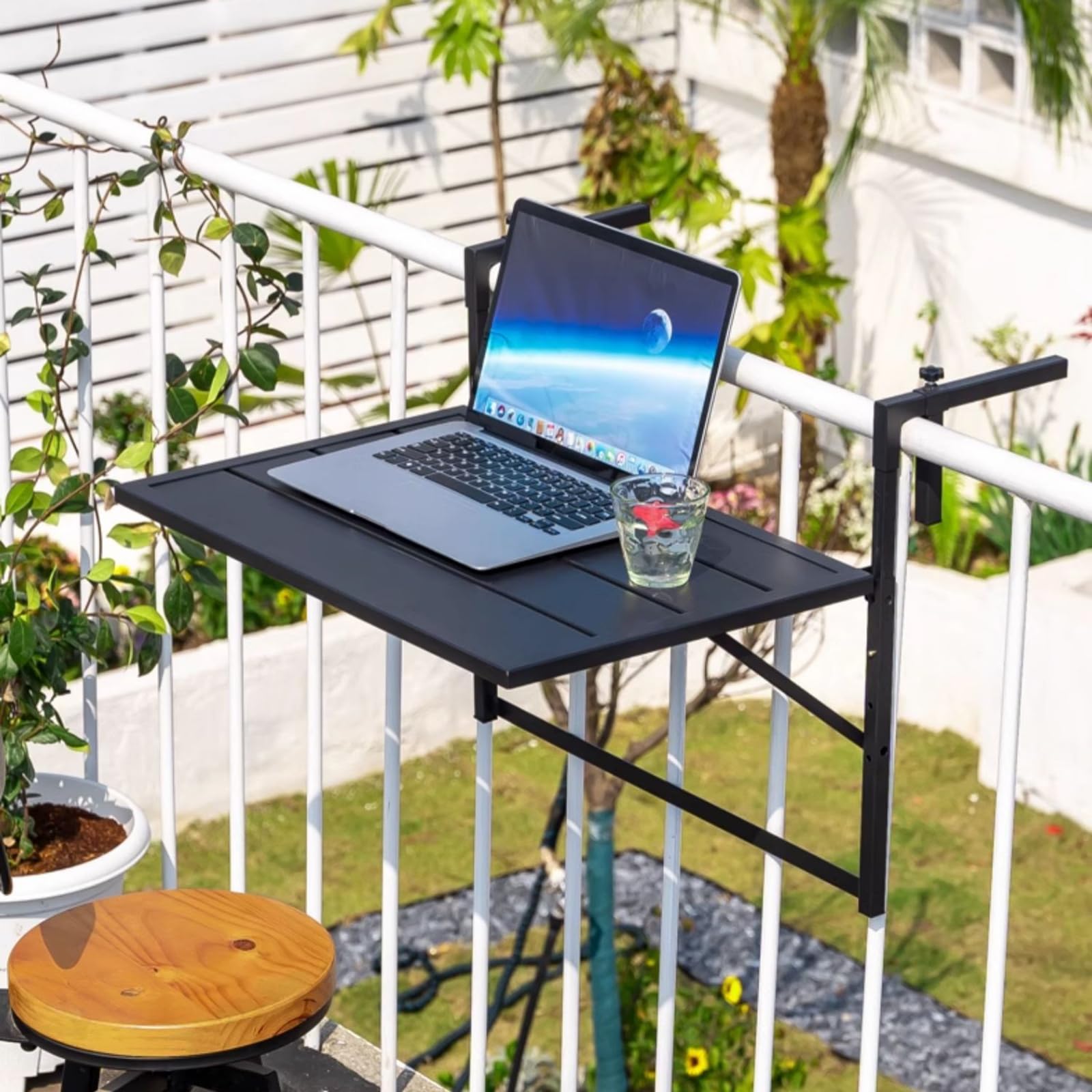 Table Balcon Suspendue Reglable,Table Balcon Suspendue Rabattable,Table De Suspendue Pliante MéTal,Forte Capacité De Charge,Convient pour Jardin Et Terrasse