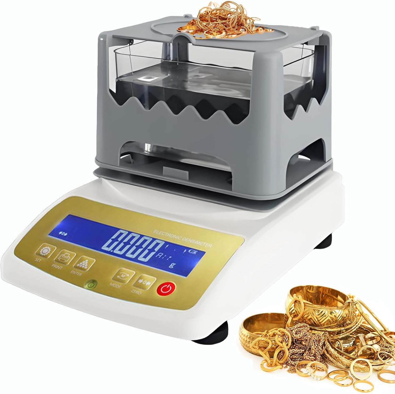 Digital Precious Metal Tester, Gold Tester Electronic, 0.01g/cm³ Precision, Gold Testing Machine for Gold, Silver, Platinum, Palladium, Jewelry Industry Tester-1200K/0.01g