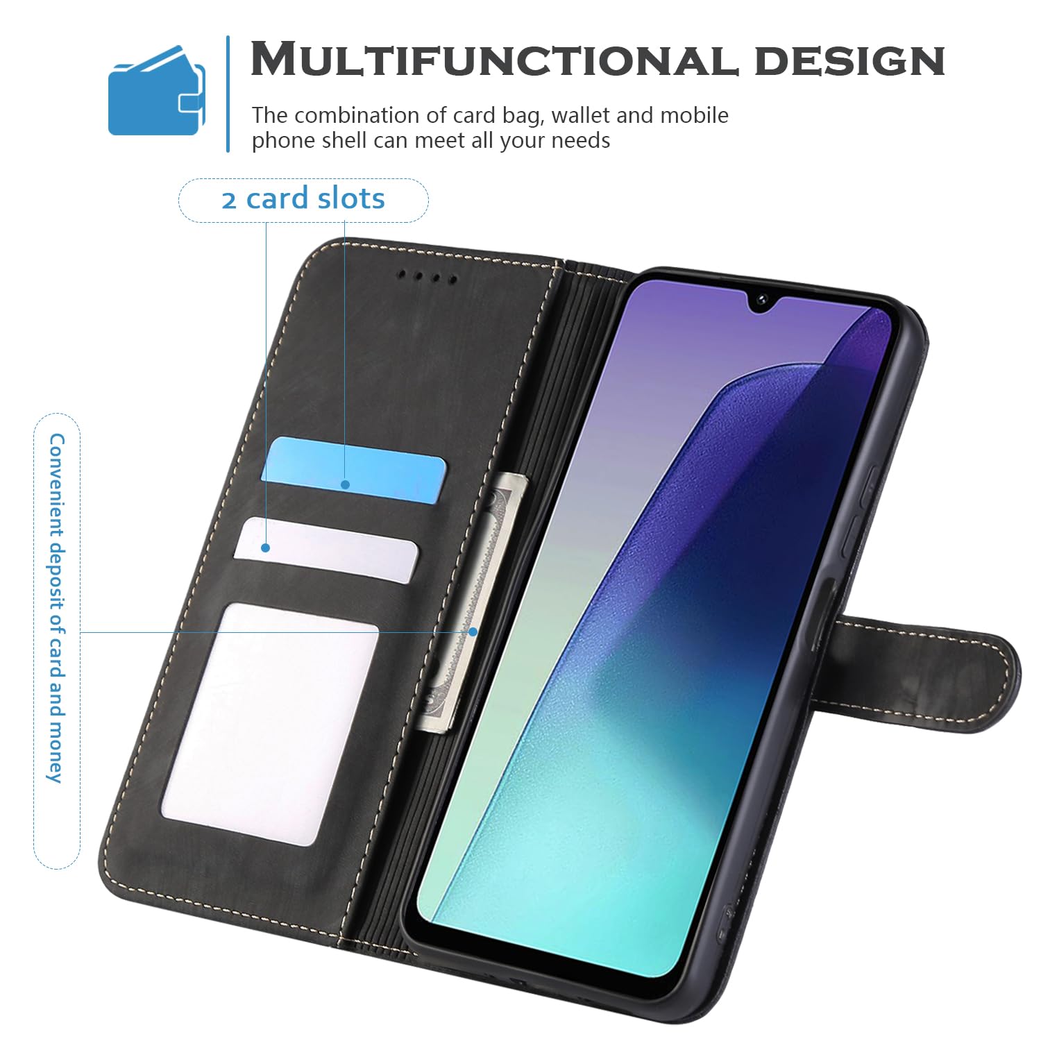 Handyhülle Für Xiaomi Redmi 14C / A4 5G – PU Leder, Magnetverschluss, Mit Kartenfach & Standfunktion