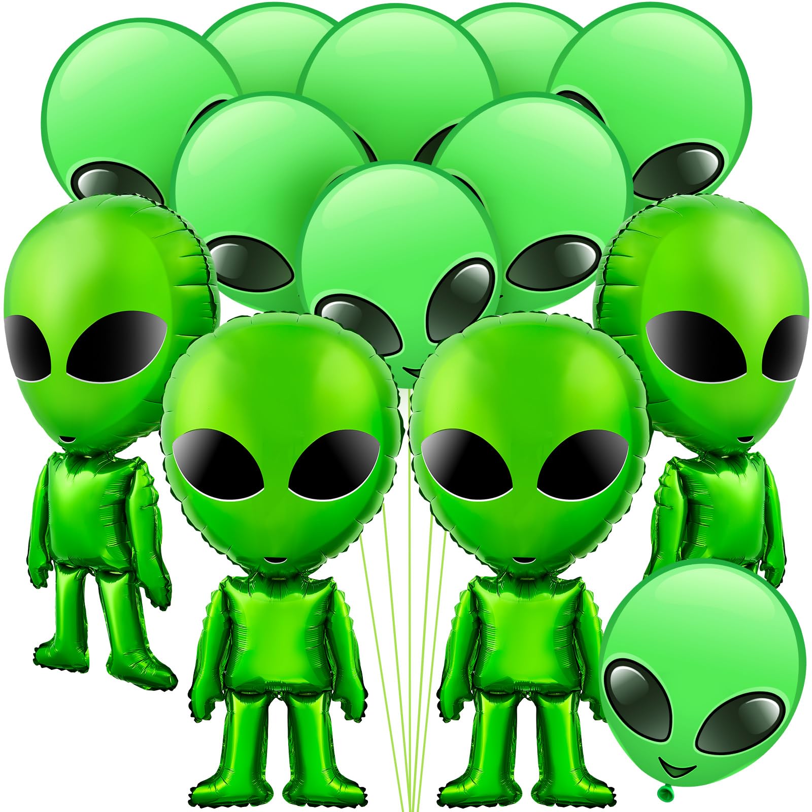 Libima 52 Pcs Alien Balloon Outer Space Alien Decorations Inflatable Alien Party Supplies Include 4 Pcs Large Alien Prop 48 Pcs Alien Party Latex Balloons Alien Toy for Kids UFO Birthday, Green, Black