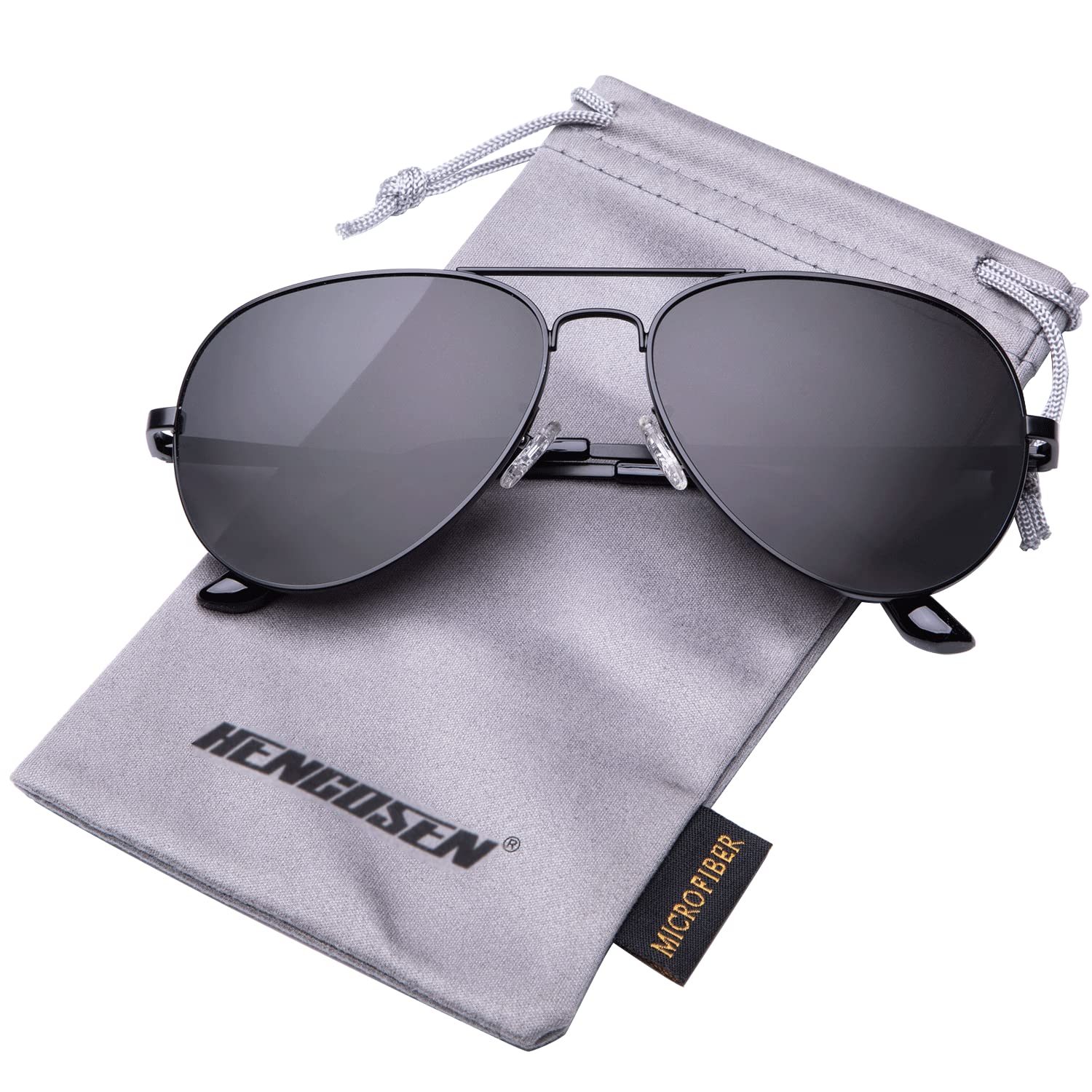 HENGOSEN Polarized Aviator Sunglasses for Men and Women, Premium Metal Frame, Police Sun glasses with UV 400 Protection