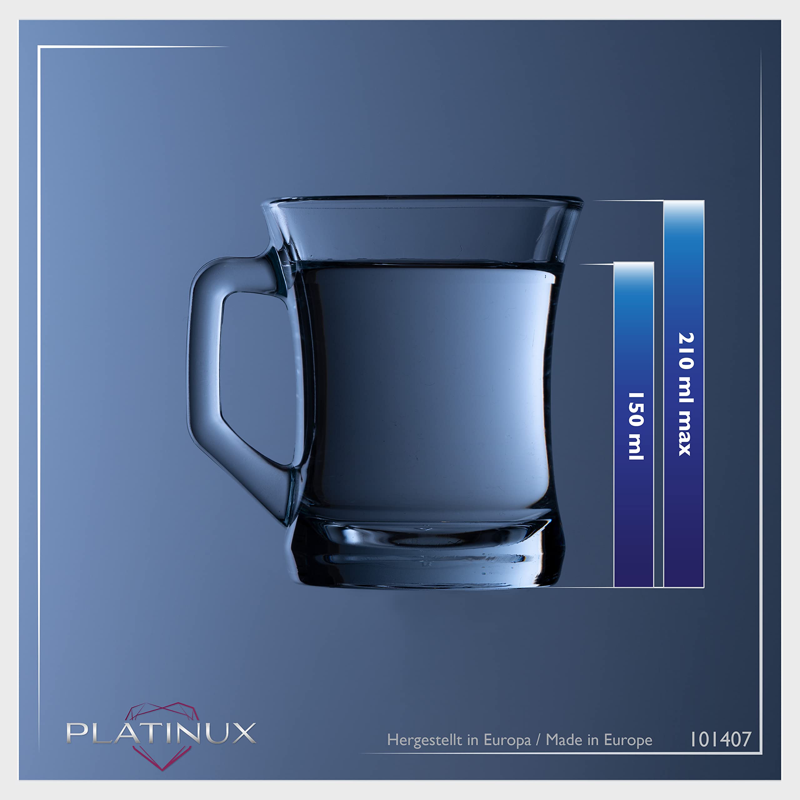 Platinux - Lot De 6 Verres à Champagne - Noirs - Solides - En Verre - Maximum 210 Ml - Flûtes à Champagne