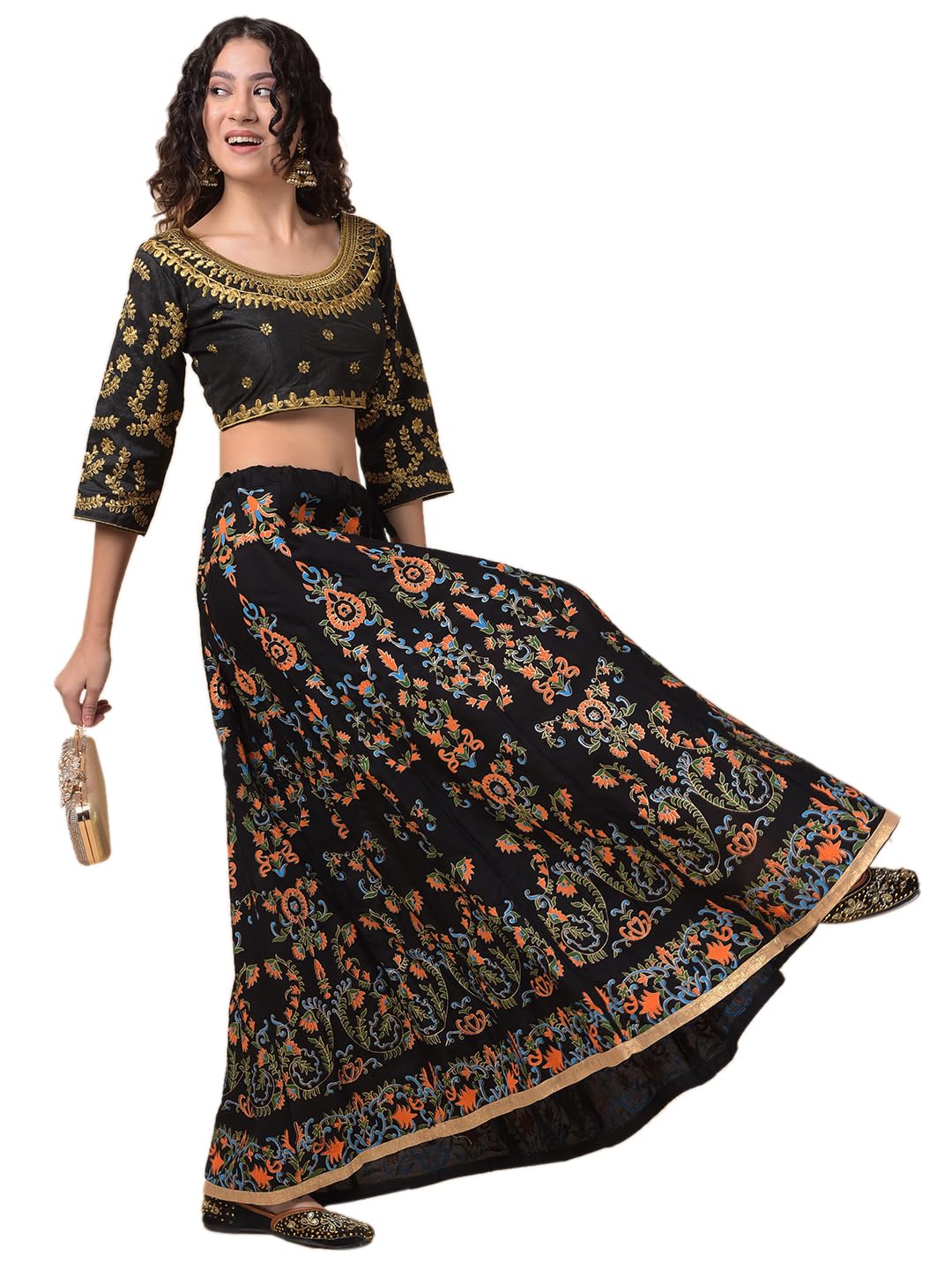 a r silk Women's and Girls Readymade Cotton Reyon Block Print Skirt Lahenga-picture-15