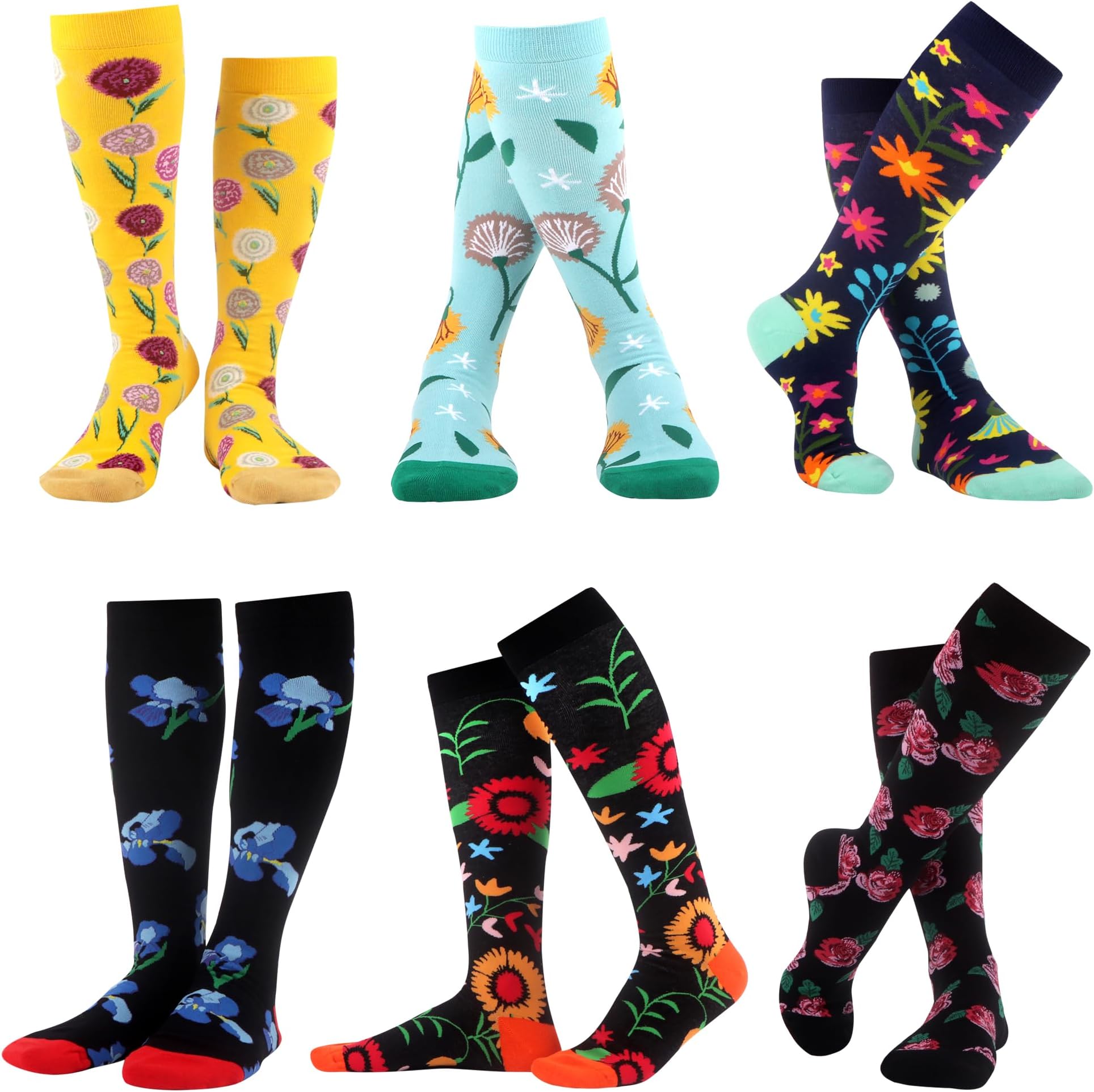 Women's Funny Colorful Combed Cotton Novelty Pattern Knee-High Socks