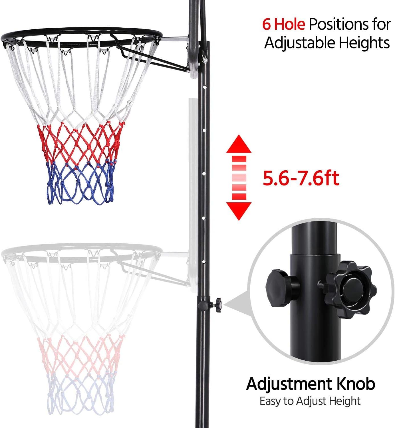 Yaheetech 7.2-9.2ft Basketball Hoop Backboard System Portable Removeable Basketball Hoop & Goals Outdoor/Indoor Adjustable Height Basketball Set for Youth