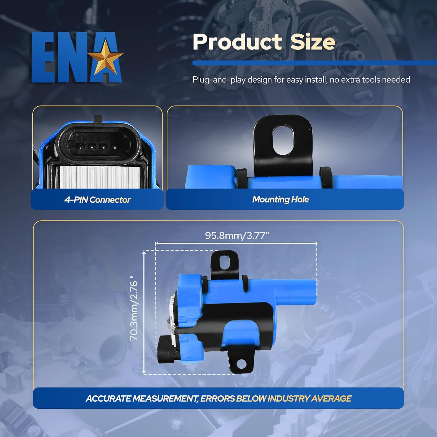 ENA Set of 8 Blue Round Ignition Coil Pack Compatible with Chevrolet GMC Silverado 1500 2500 3500 Tahoe Suburban Express Sierra Savana Yukon XL Escalade V8 5.3 6.0 Replacer D585 19005218 UF262