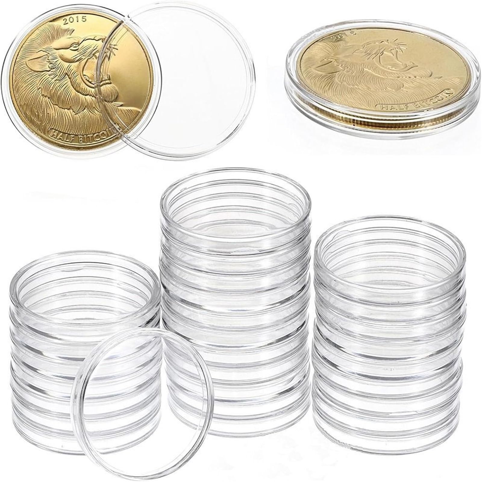 Portamonete, 10 capsule trasparenti per monete, in plastica, protezione per la casa (40 mm)