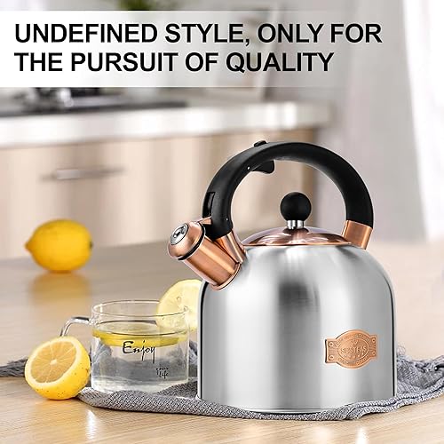 Miniatura 7 de SUSTEAS Hervidor de té  Hervidor silbante de 3.17 cuartos de galón con mango ergonómico  Ollas de té de acero inoxidable de alta calidad para