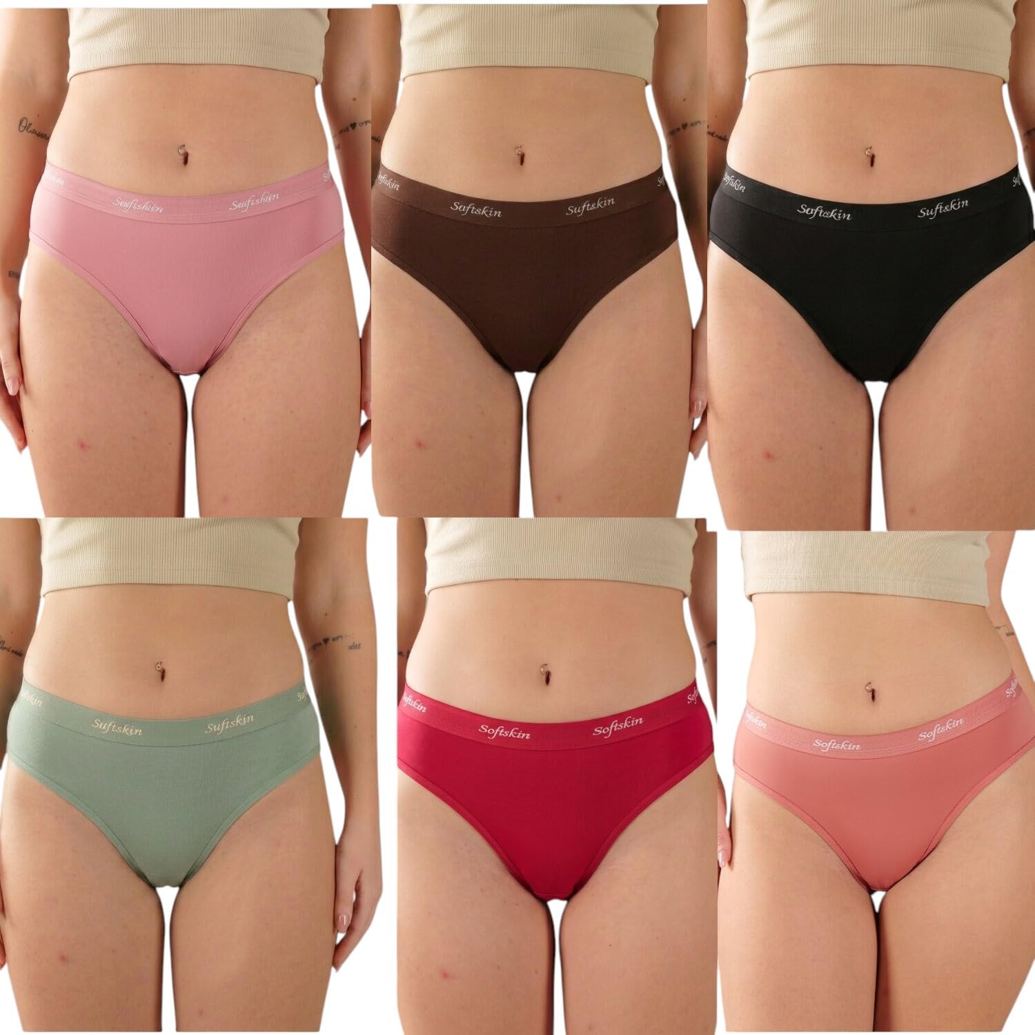 Women's Nylon Spandex Bikini Panties for Women | Stretchable Breathable Mid Rise Soft Briefs | Everyday Comfort | Skin Friendly Innerwear | Pack of 6 | Multicolor-image-38
