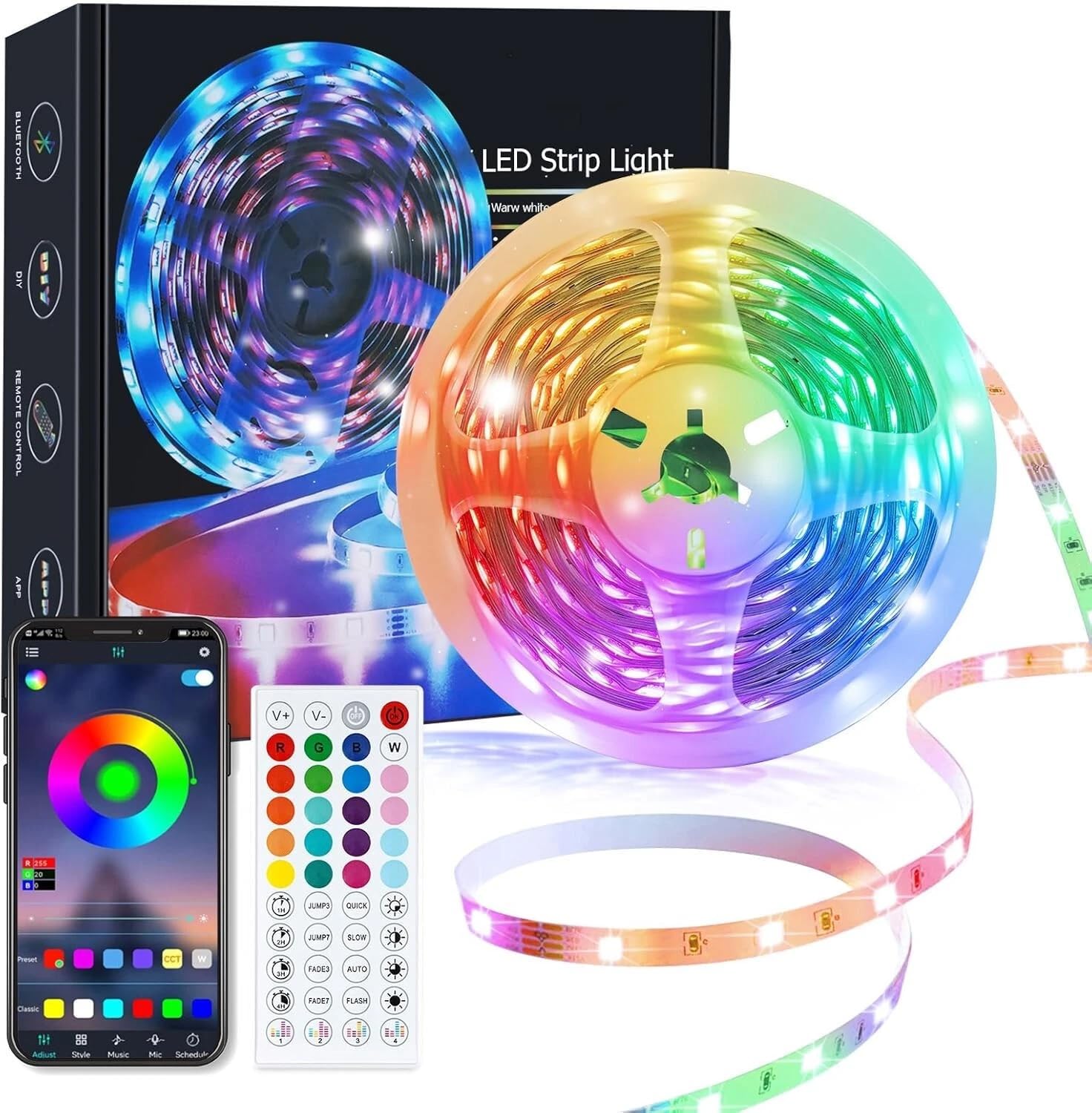 Snugome Strip Lights 5m,15m,20m,Led Strip Light with Music Sync Color Changing, RGB with Smart App & Remote Control for Bedroom, Light Strips for Lighting Flexible Home Decoration (15M)