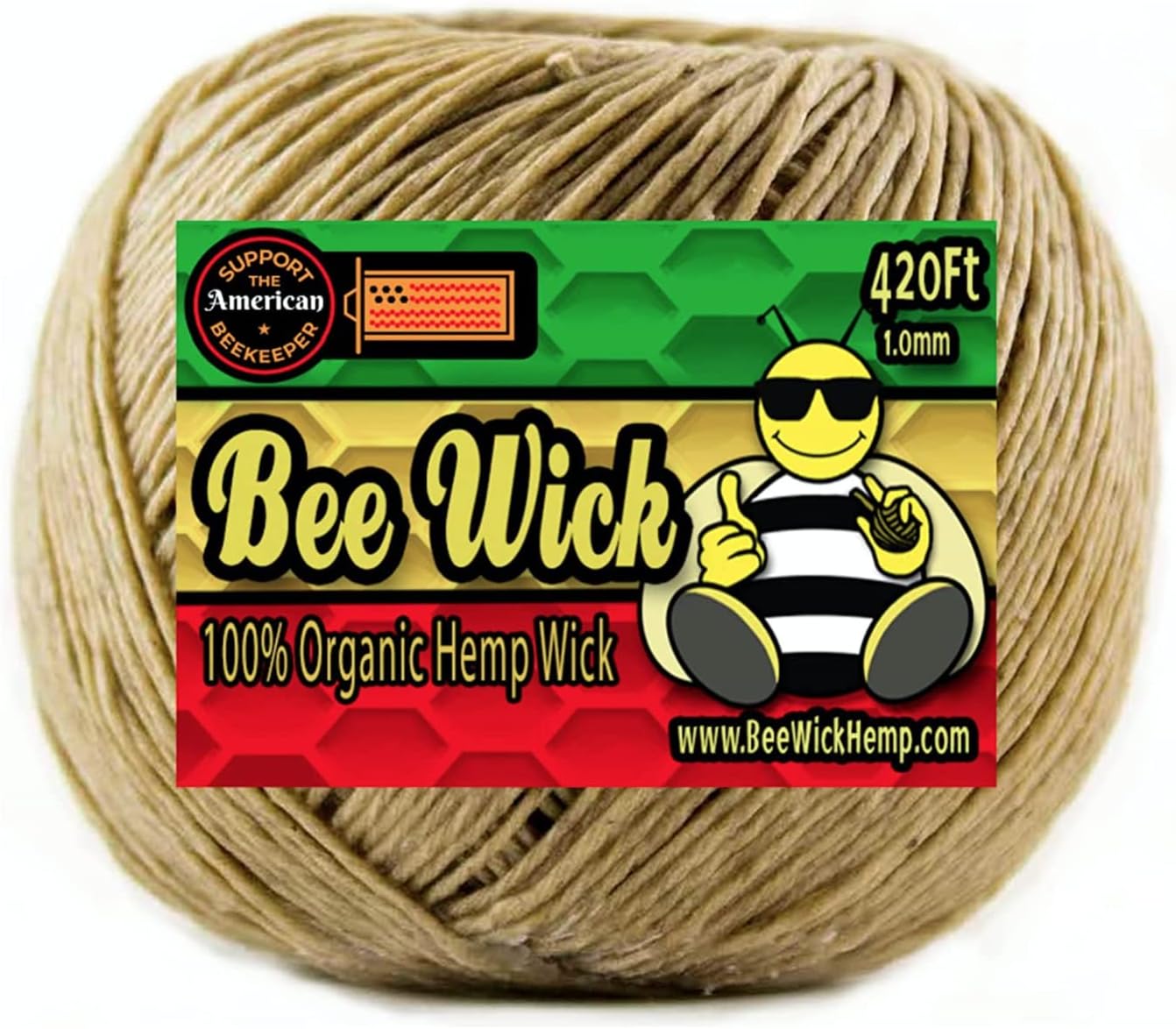 Bee Wick Hemp Spool 420 feet of Organic Hemp Wick, Made with American