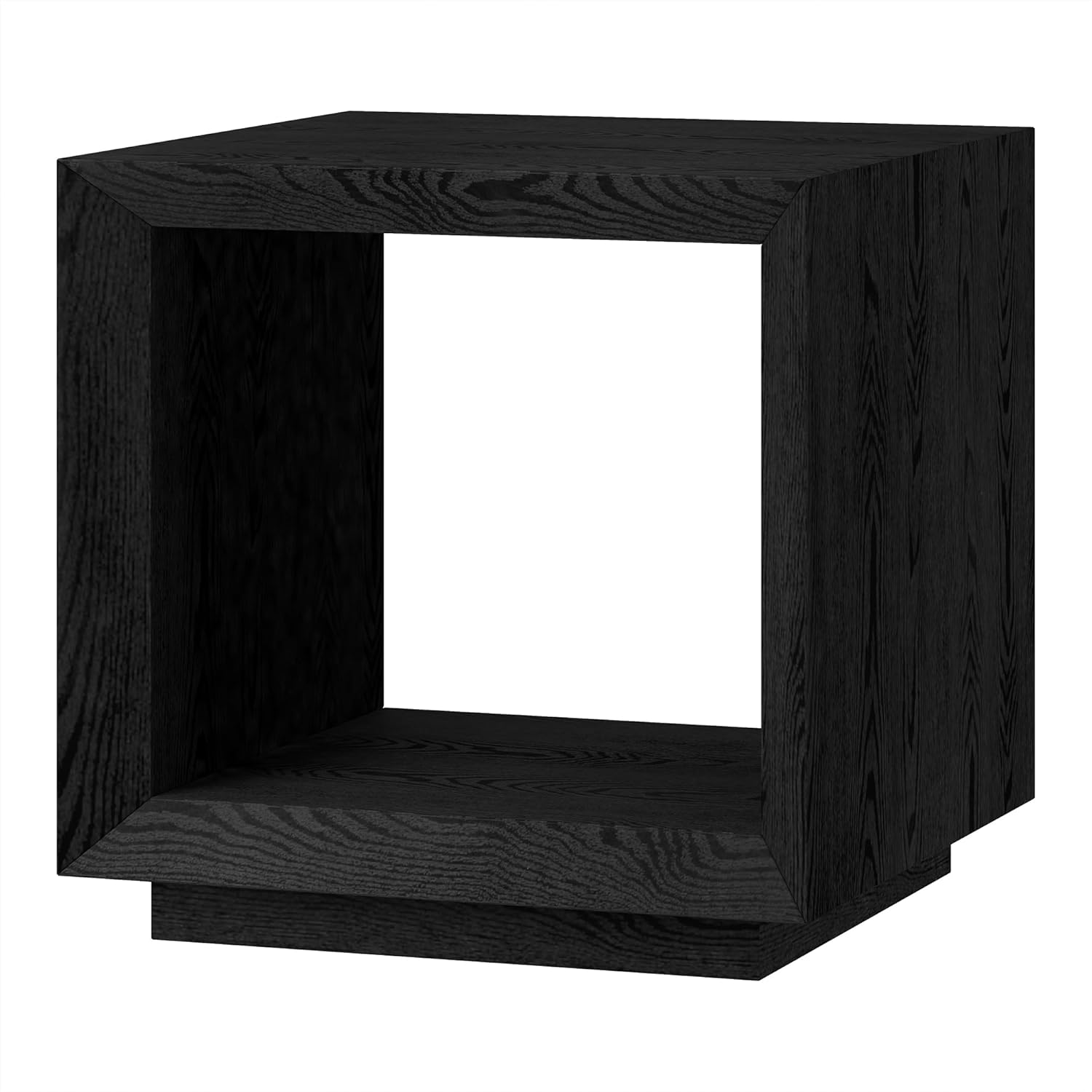 Henn&Hart 22" Modern Square Wooden End Table, Side Table, Nightstand with Open Display Shelf for Living Room, Office, Family Room, or Bedroom, Natural Black