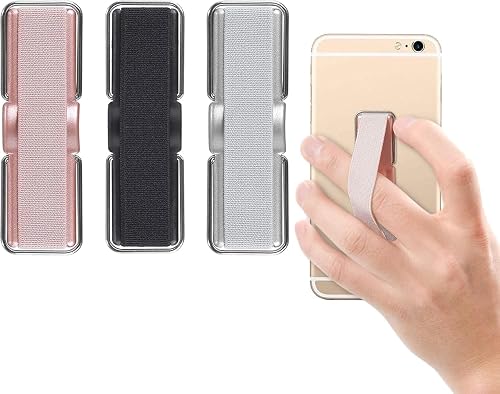 3 Pack Elastic Phone Finger Strap with Stand - Universal Phone Grip Holder