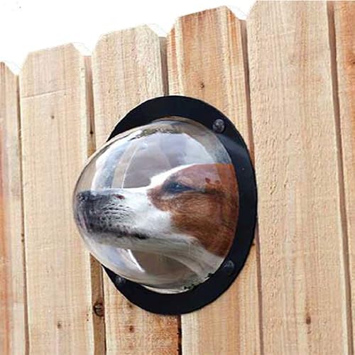 Clear acrylic bubble window fitted into a wooden garden fence
