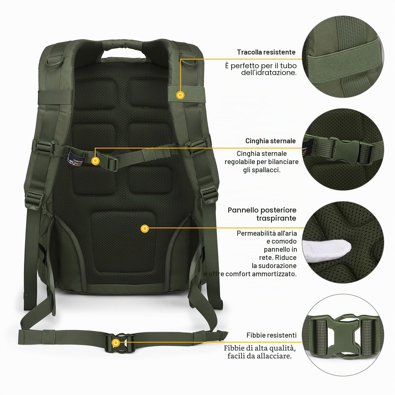 Mardingtop 40L Zaino militare, zaini da escursionismo, zaino da trekking, zaino tactical Molle per campeggio, viaggi, trekking