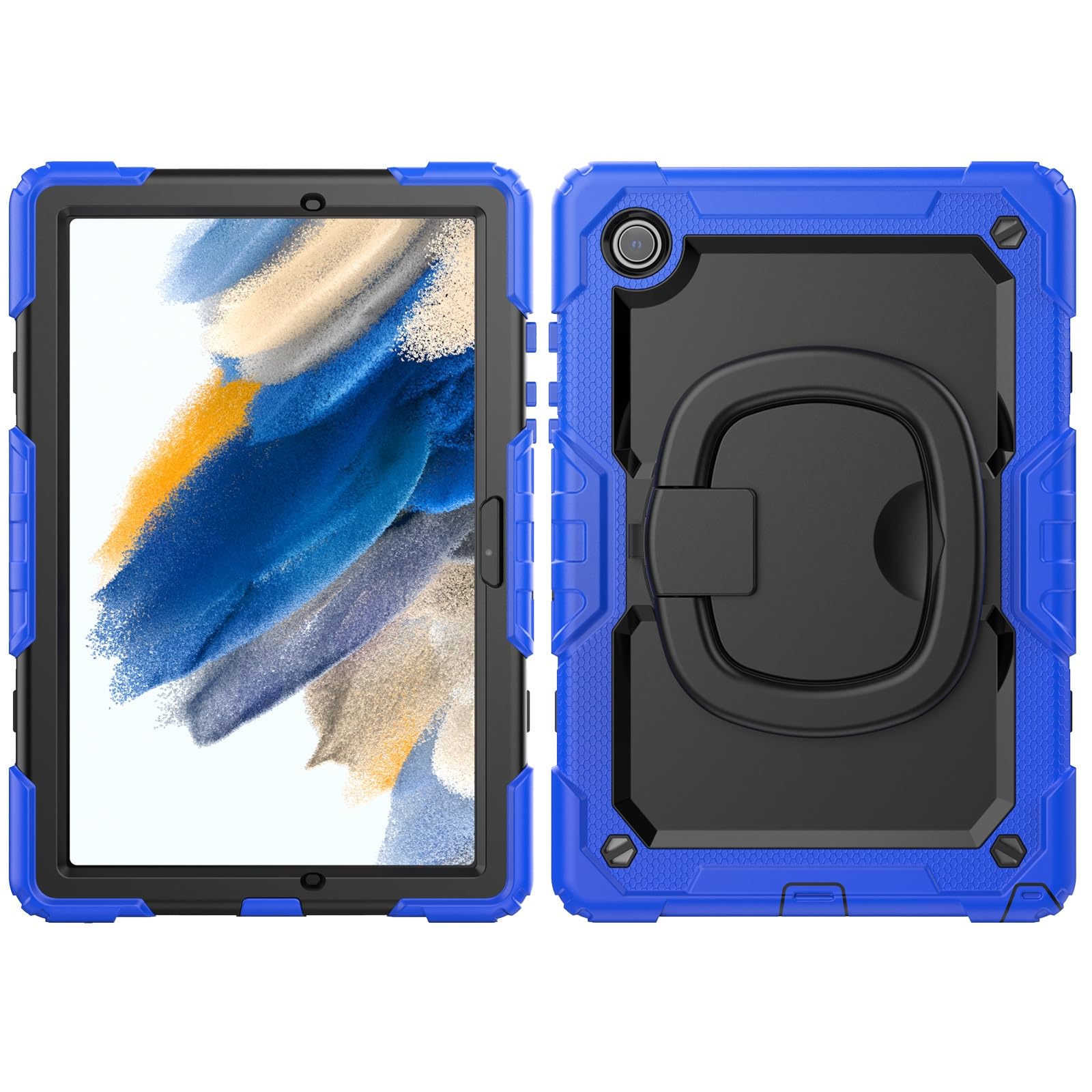 Pełne etui ochronne Kompatybilny z etui Samsung Galaxy Tab A8 X205/X200 2021 10,5-calowe etui z zabezpieczeniem ekranu, wytrzymałą osłoną zabezpieczającą całe ciało Obrotowy uchwyt Silikonowe etui do
