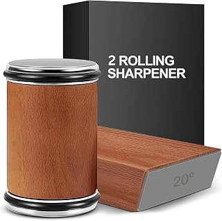 Rolling Knife Sharpener Professional with 15° & 20° Angle Sharpening Kit for Kitchen & Pocket Knives, Razor-Sharp Edge Diamond & Ceramic Discs Magnetic Angles Safe (Set of 2)