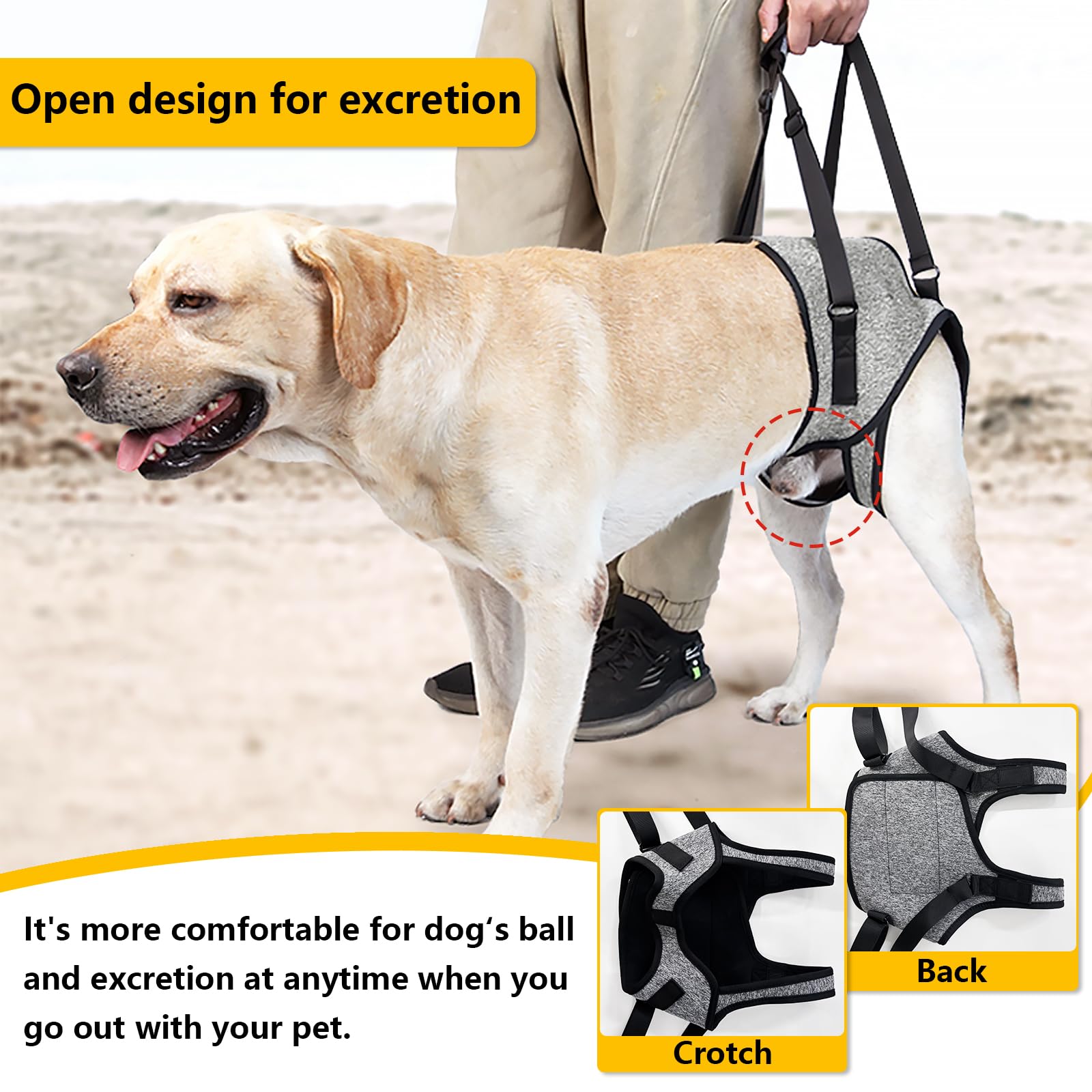 Dog Lifting Harness for Back Legs Dog Support Harness Slings for Large Medium Small Adjustable Dogs Brace for Hind Leg Support Strap for Injured Disabled Elderly Dogs Walking Aid (M) - Image 4