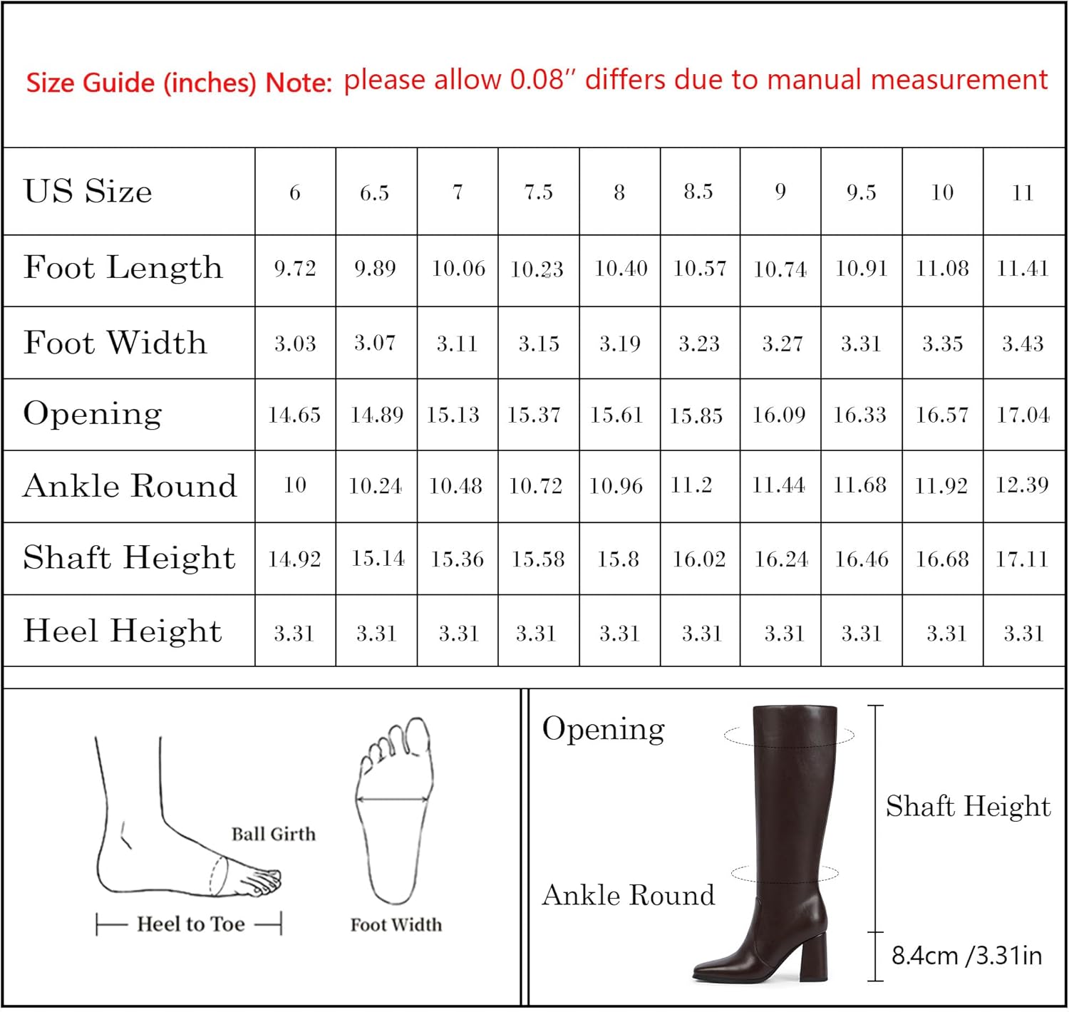 Modatope Knee High Boots Women Chunky Heel Square Toe Heeled Tall Boot for Women Fashion Side Zipper Long Boot - Image 9