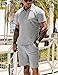 ZAFUL Men's 2 Pieces Outfits Casual Quarter Zip Polo Shirt and Shorts Set Athletic Jogging Summer Tracksuit Mottled Gray M