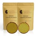 CARMEL ORGANICS Hair Color Henna & Indigo Leaves Powder Combo (340gm Each) | No Added Preservative and Additives | Non-G
