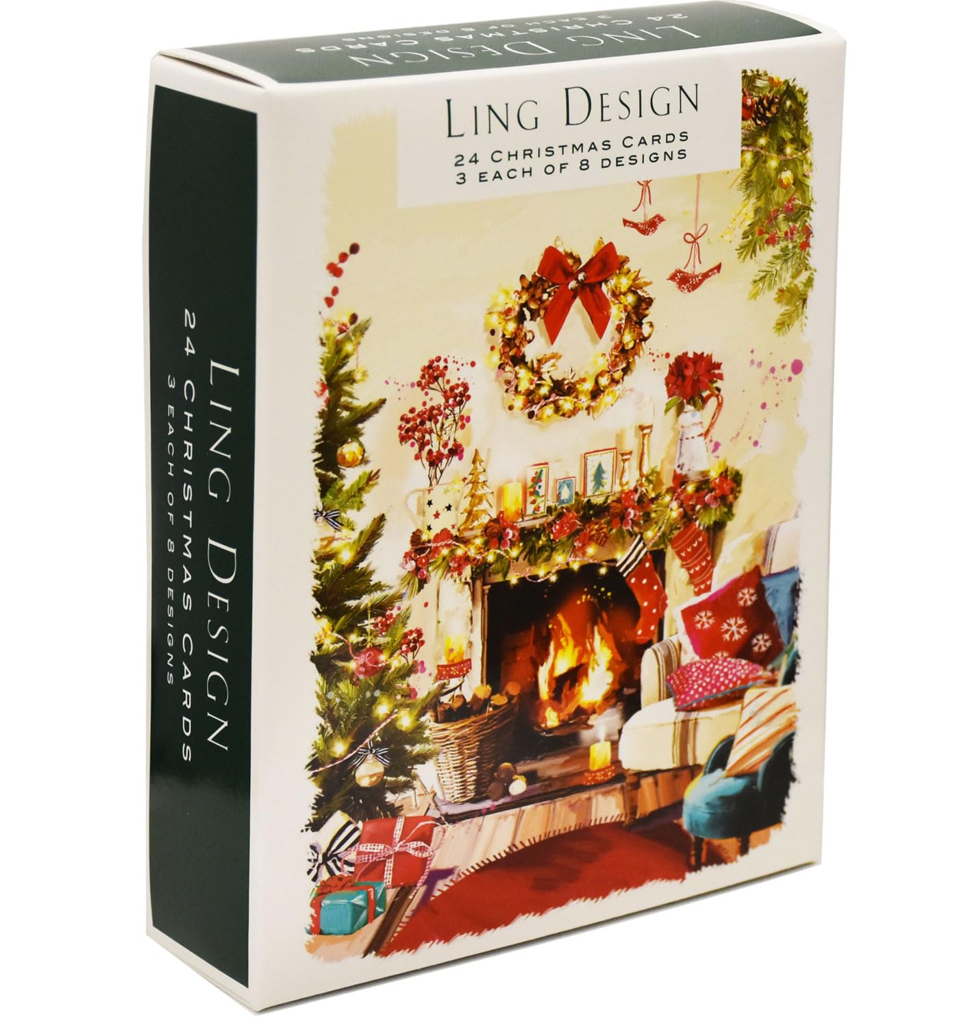 Ling Design Box of 24 Assorted Christmas Cards - 3 Each of 8 Designs Great British Card Company (Cosy Christmas)