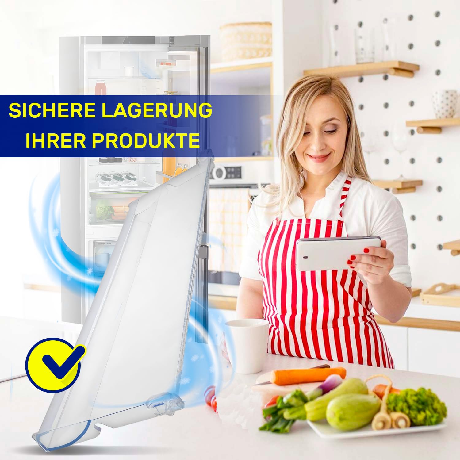 Vorderseite des Ablage im Gefrierfach 450x205x27 mm mit dem Originalcode C00386406 für Whirlpool - Garantie 10 Jahre - MONTERAL
