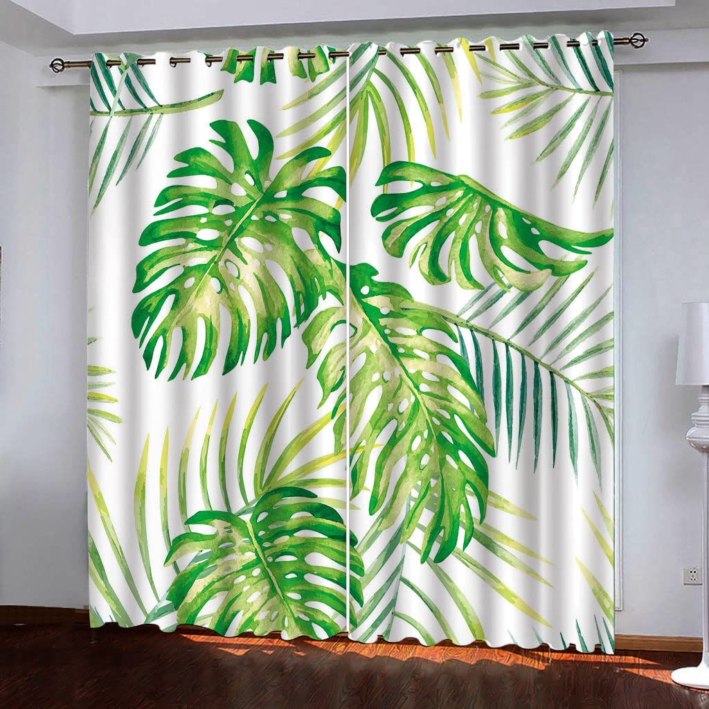 Rideaux occultants blancs à motifs feuilles 140x290 cm pour salon et chambre