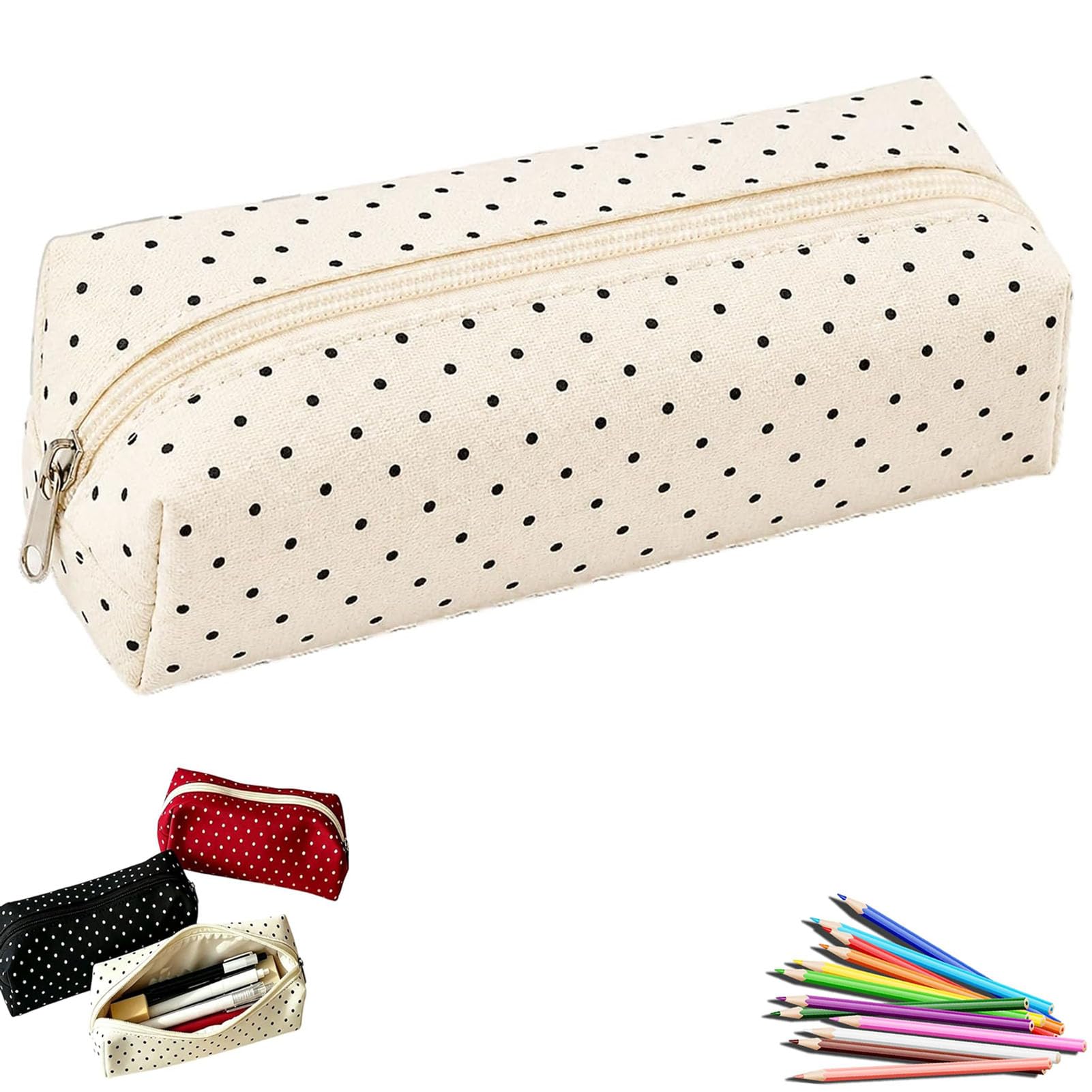 Cute Polka Dot Pencil Case Aesthetic Pencils Pouch, Pouchs Cute Supplies