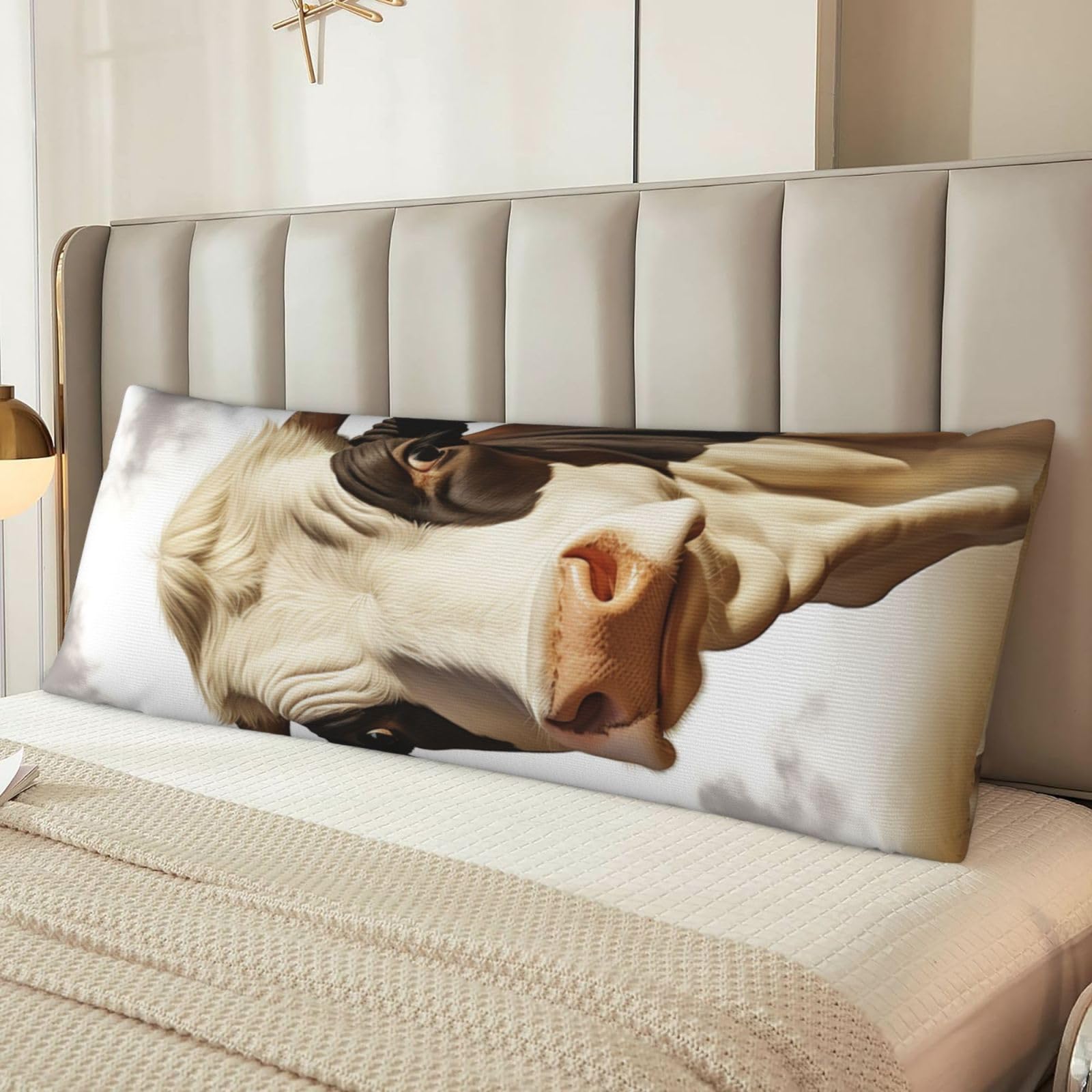 Farm Animal Cow Body Pillow Case Cover, Microfiber Long Pillow Cases, Ultra Soft and Cozy Plush Body Pillowcase Decorative Long Bed Pillow Cover for Sleeping 20x54 Inches
