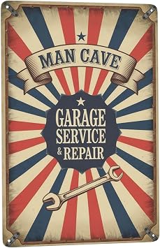 8x12 Inch Metal Sign Man Cave Garage Service Repair Retro Wall Decor For Garage Wall Workshop Shelf Tool Room And Man Cave Spaces Indoor Decor Indoor Decor