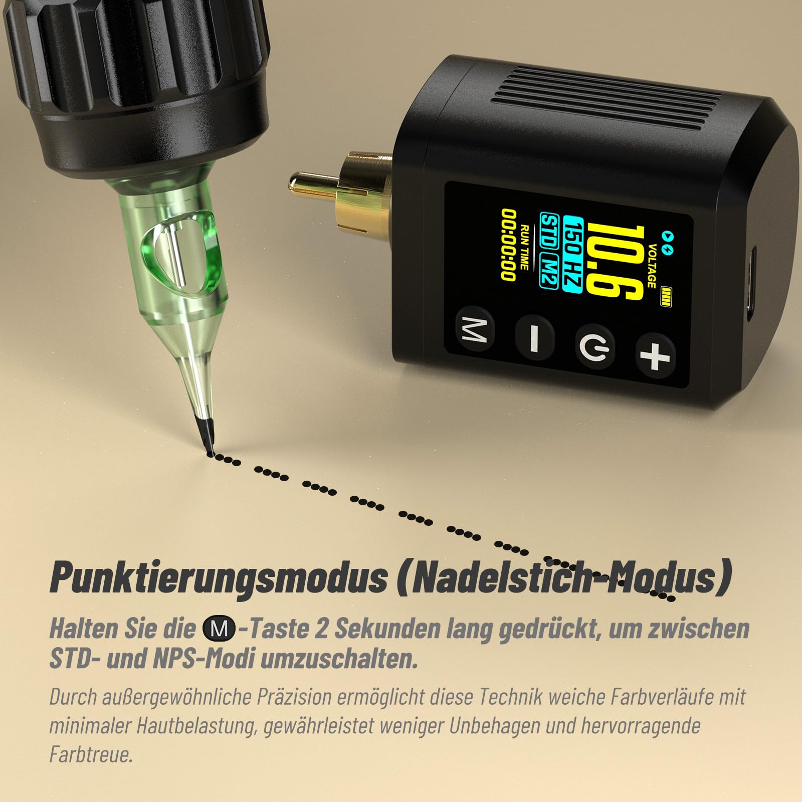 RHEIN Tattoo Maschine Set mit 1600mAh Mini Akku 4 Memory-Modi STD/NPS | 10 Tattoo Nadeln 7 Tattoo Farbe Komplettes Tattoo Zubehör Set
