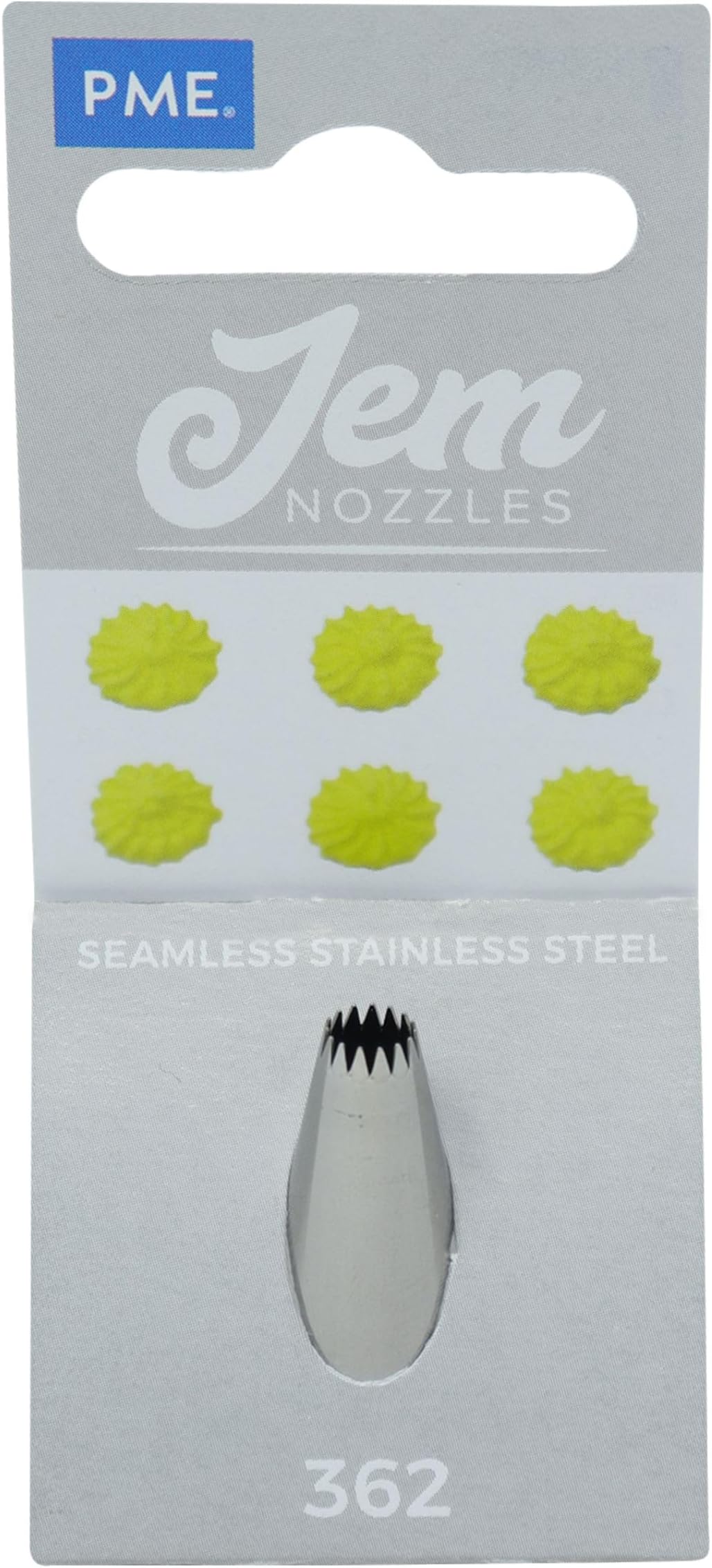 JEM Fine Tooth Open Star Piping Nozzle no. 362, Silver