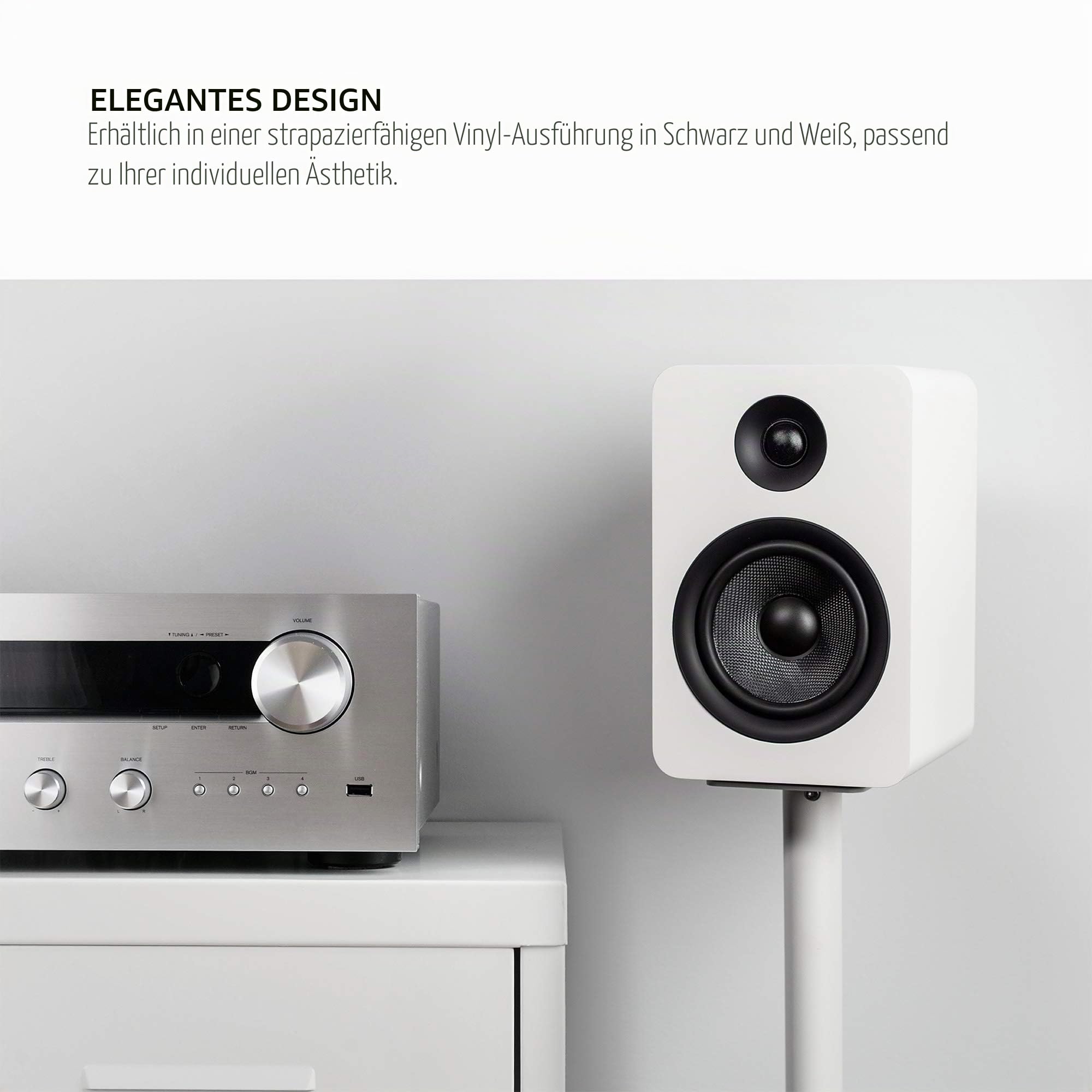 Kanto YU Passive 5.25" Passive Bookshelf Speakers with 1" Silk Dome Tweeter | External Amplifier Required | Pair | Matte White
