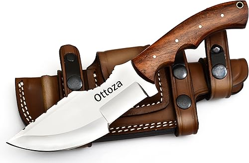 Miniatura 2 de Ottoza Cuchillo rastreador de acero D2 hecho a mano con mango de madera, cuchillo de supervivencia - Cuchillo de campamento - Cuchillo de caza de