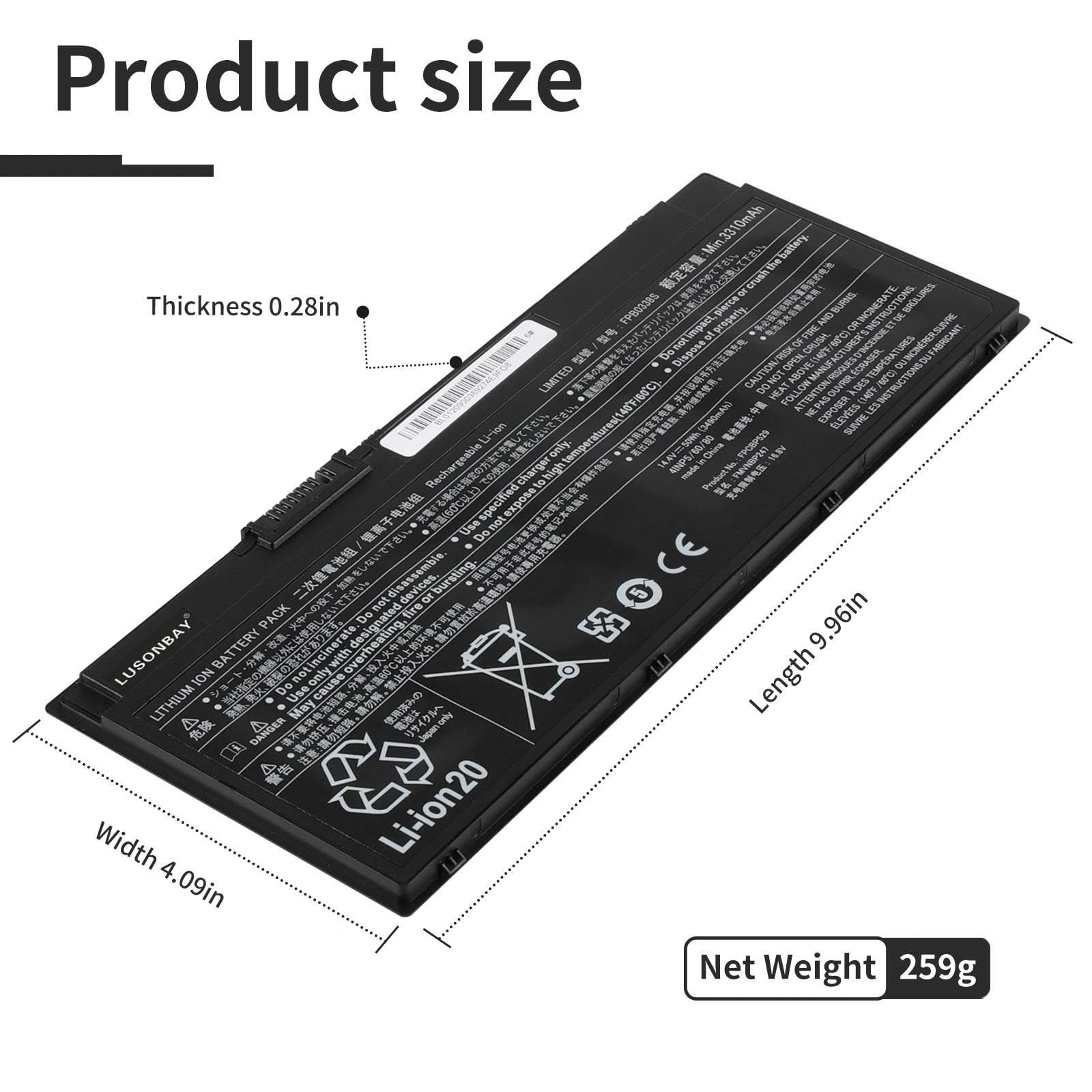 FPB0338S FPCBP529 - Batteria per laptop Fujitsu LifeBook T937 T938 T939 E448 E449 E458 E459 E548 E549 E558 E559 E4411 E4511 E5410 5411 E5510 E5511 U747 U748 U749 U757 U758 U759 U7410 U7510