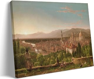 Thomas Cole Wall Art Prints View of Florence from San Miniato Picture Print Wall Art Painting Canvas Artworks Gift Idea Room Aesthetic Frame 16x24inch(40x60cm)