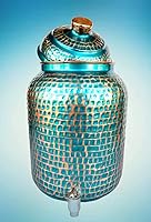 Vista 4 de Tanque de almacenamiento de agua martillada de cobre puro Olla azul Capacidad de 4 litros con secadora y botella de cobre