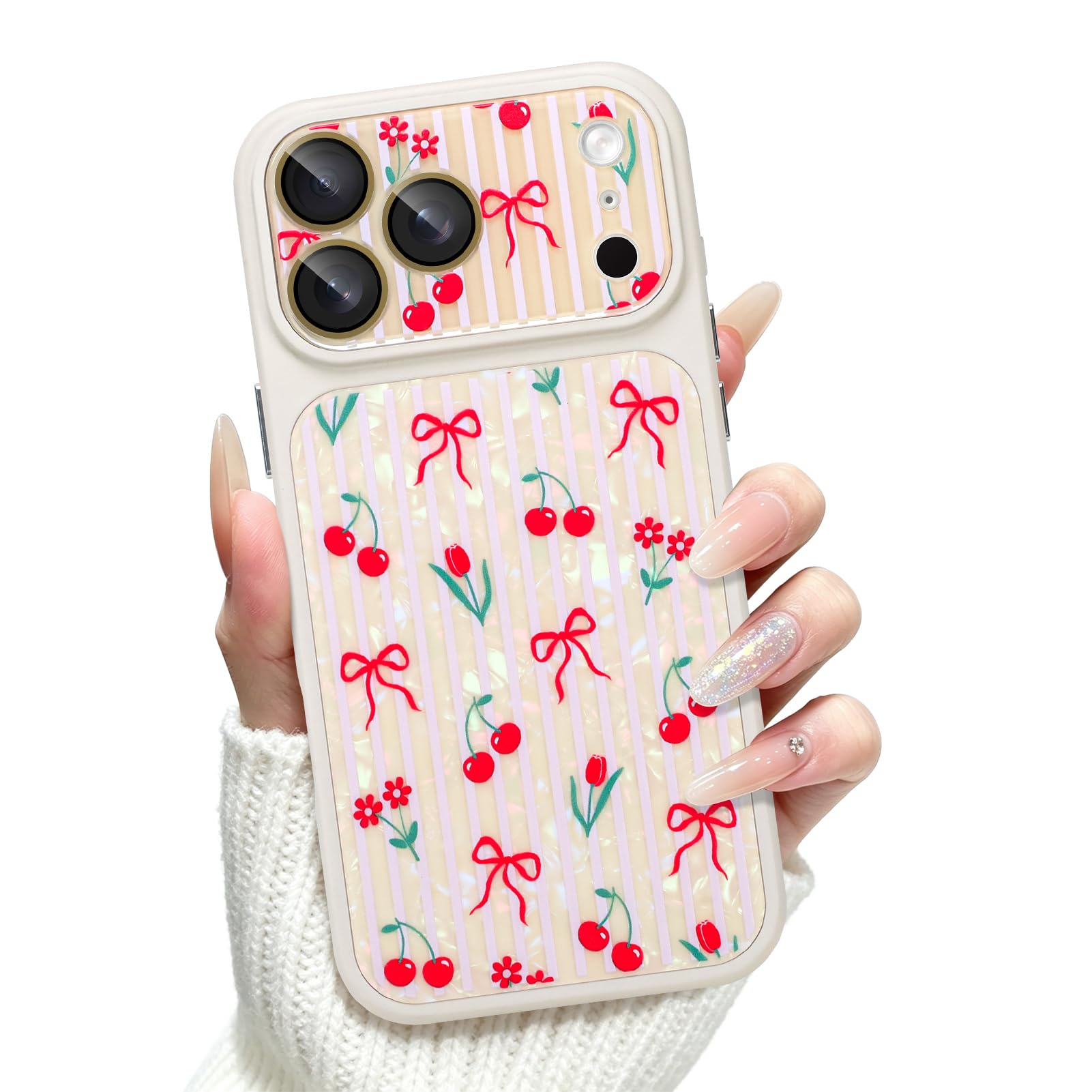 Magnetic Phone Case for iPhone 17 Pro Max - White Cherry